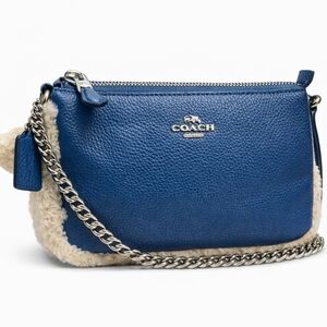 NWT Coach Nolita 19 Shearling & Slate Blue Leather Wristlet